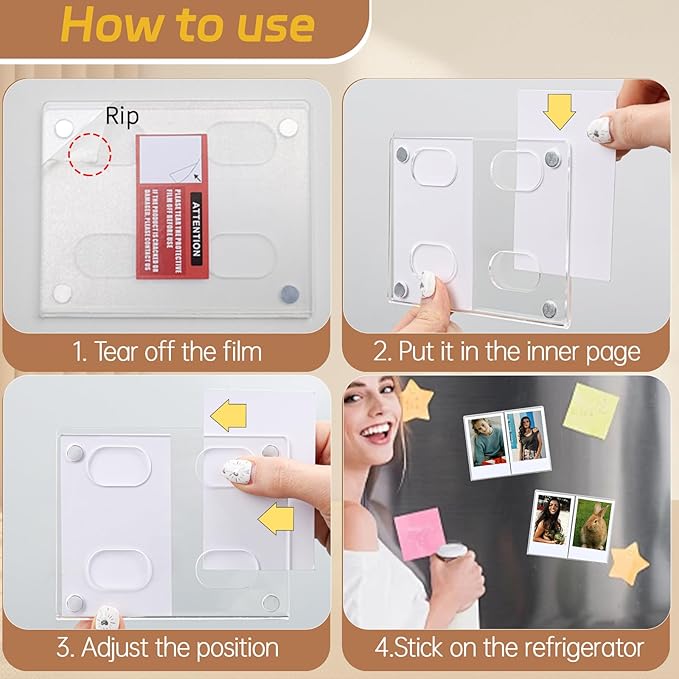 6Pack Magnetic Refrigerator Picture Frames fit 2PCS Mini 2x3 Pictures Collage - Image 7