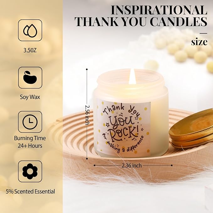 Roowest 10 Jars Thank You Gift Candles 3.5 oz Employee Appreciation Gifts Bulk - Image 2