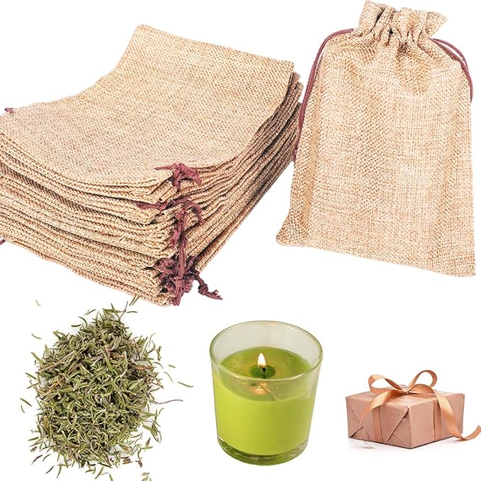 LYSXP 50PCS Burlap Bags with Drawstring，5x7 Inch Drawstring Gift Bag Jewelry - Image 3