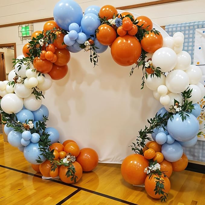 Blue and Orange Balloons, Retro Orange Dusty Blue Teal Ivory Beige Balloon - Image 3
