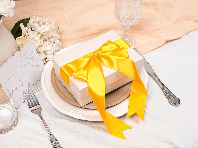 Yellow Satin Ribbon 1-1/2 inch X Continuous 100 Yards, Single Face Polyester - Image 5