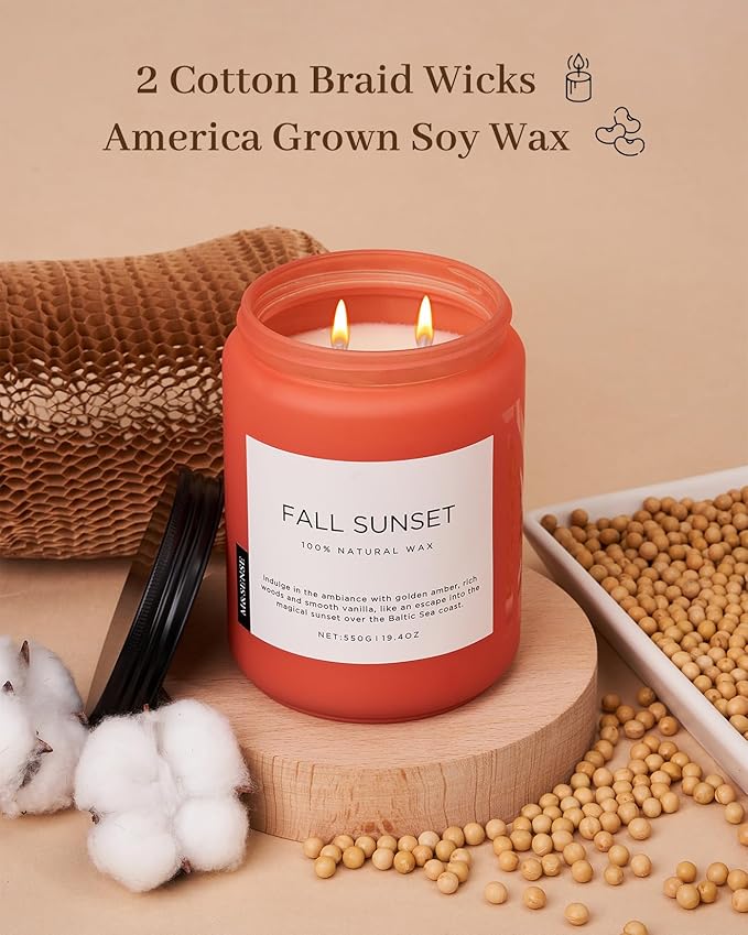 M&SENSE Fall Sunset Amber Scented 19.4oz 110 Hours Long Lasting Slow Burning - Image 3