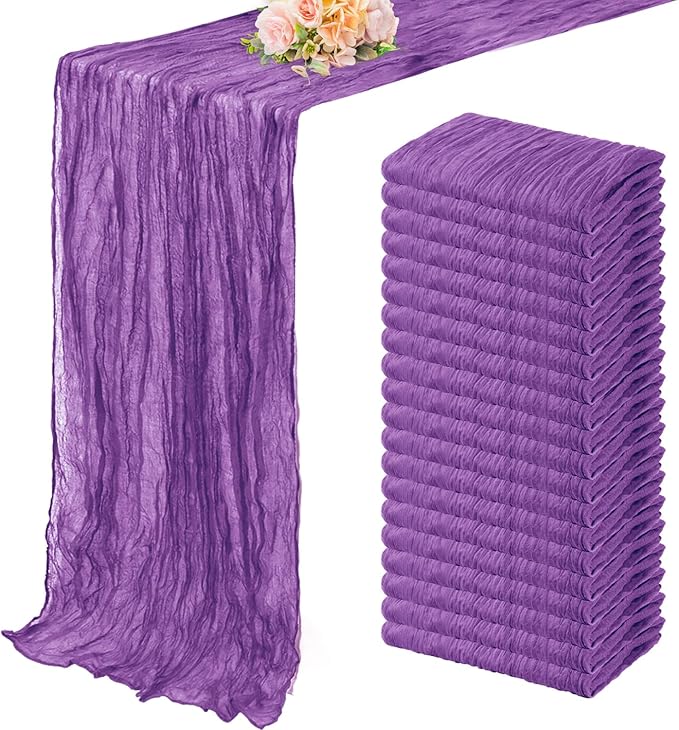 20 Pack Purple Cheesecloth Table Runner 10FT Boho Fabric Rustic Cheese Cloth by FoliafeelHome