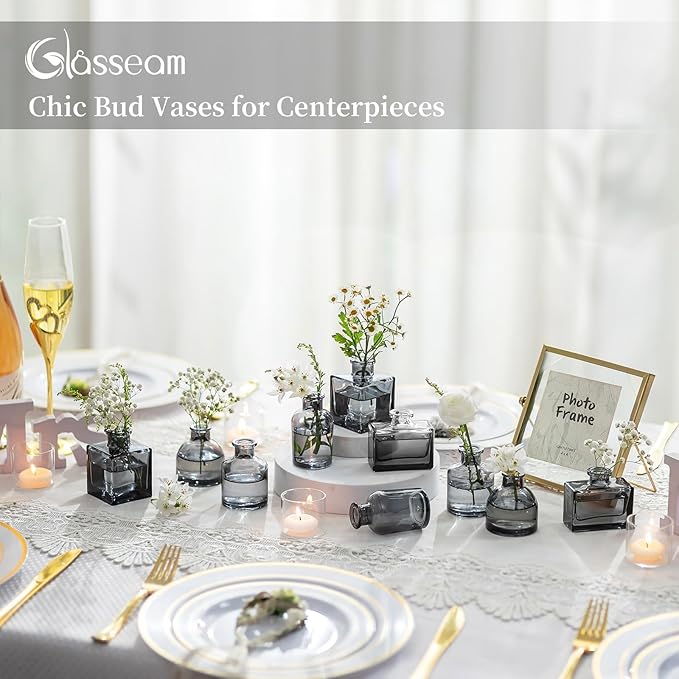 Glasseam Bud Flower Vases in Bulk: 40 Glass Cute Small Vases - Image 3