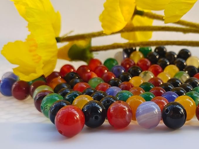 Stone Beads 8mm 100pcs Colorful Agate Beads Round Loose Gemstones Beads - Image 5