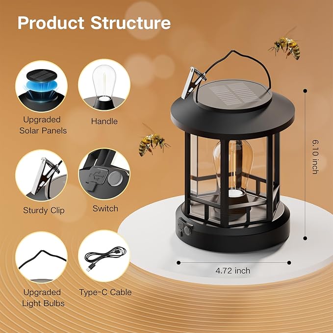 Solar Lights Outdoor Hanging Lantern, Solar Lanterns Waterproof - Image 7