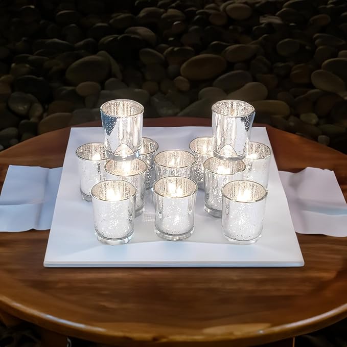 WGV Silver Speckled Tea Light Votive Candle Holder 2.2x2.75, Small Tiny Utility - Image 9