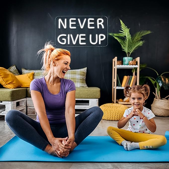 Never Give Up Neon Sign for Wall Decor, Inspire Slogan for Study Room Decoration - Image 5