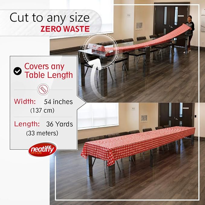 Neatiffy Disposable Plastic Table Cloth Roll | 54 in x 108 Ft Waterproof - Image 4