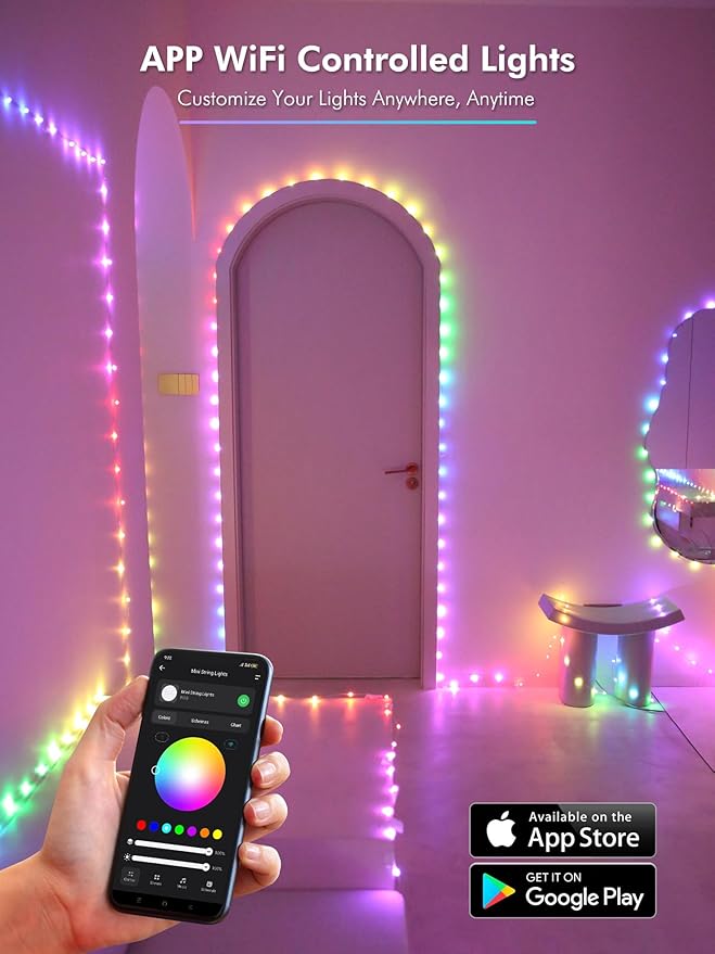 BrizLabs Smart Fairy Lights, 33ft 100 LED Color Changing Fairy Lights Work - Image 5