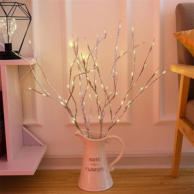 Lxcom Lighting LED Branch Lights 4 Pack 30 Inch Lighted Silver Wrapped Vase - Image 5