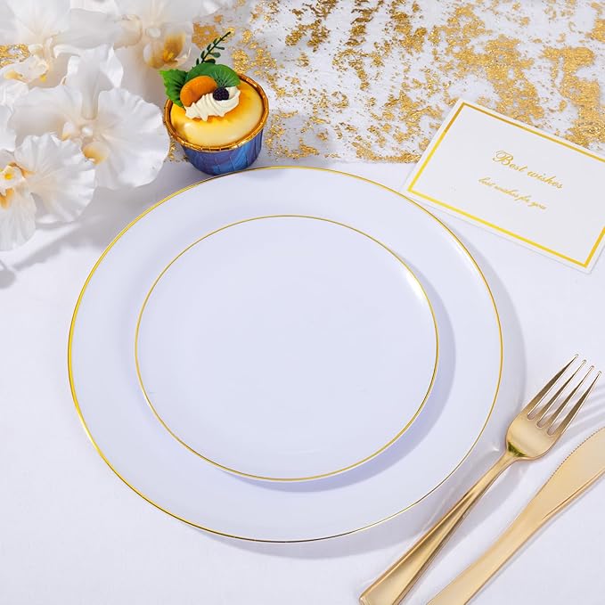 KIRE 200PCS Gold Plastic Plates - Image 4