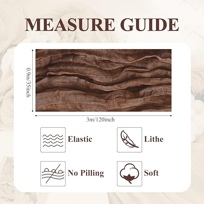 Asee'm 6pcs Cheesecloth Table Runner 120 Inches Long Brown Boho Gauze Cheese - Image 2