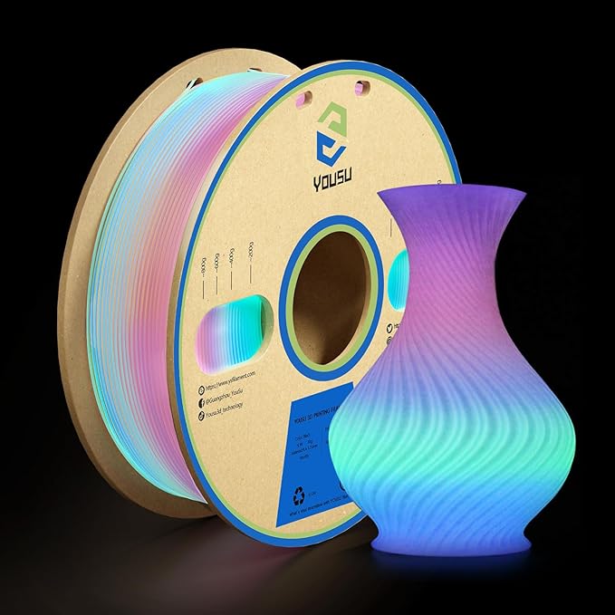 YOUSU PLA Filament Glow in The Dark Multicolor，Rainbow PLA Filament, Gradient by YOUSU
