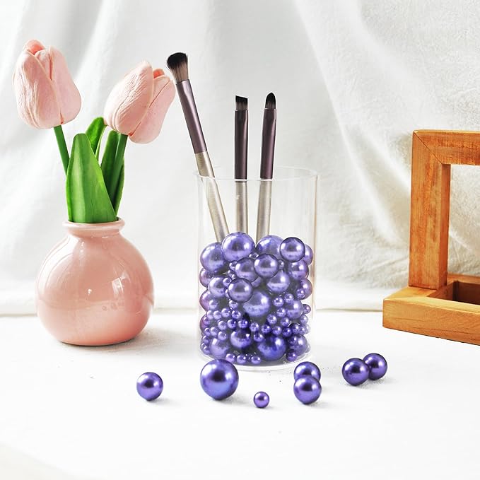 260Pcs Purple Glossy Round Plastic Beads - Image 3