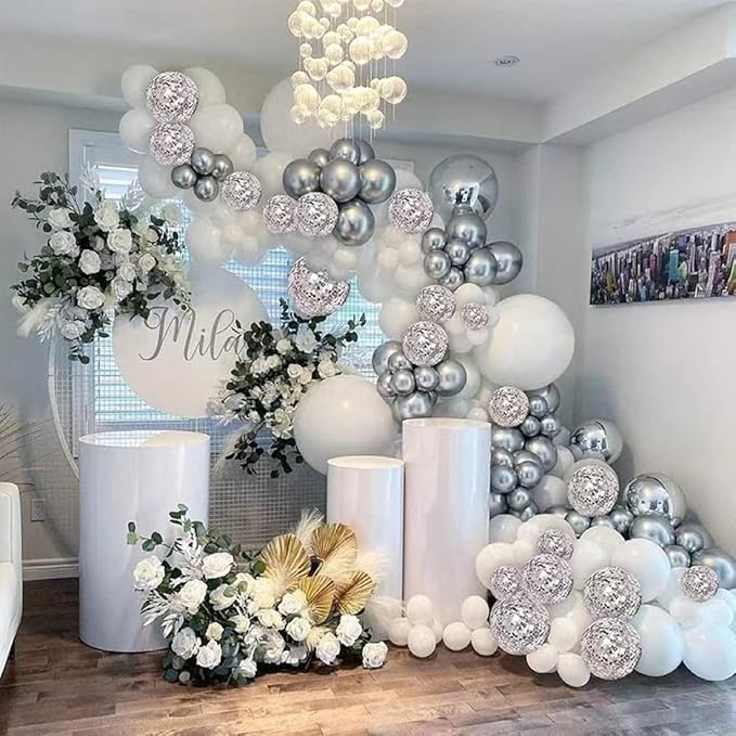 Silver Party Balloons 100pcs 12inch Chrome Metallic Silver Helium Balloons - Image 3