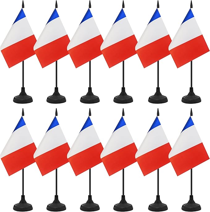 12 Pack France Desk Flag Set, French Table Office Flag, Small Miniature Desktop by Unknown