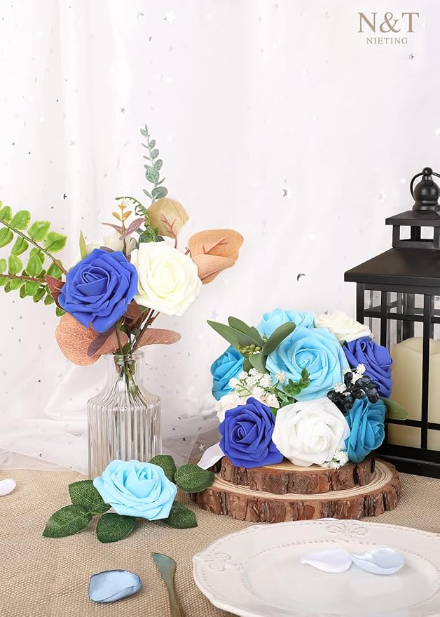 N&T NIETING Blue Roses Artificial Flowers, Series Blue - Image 3