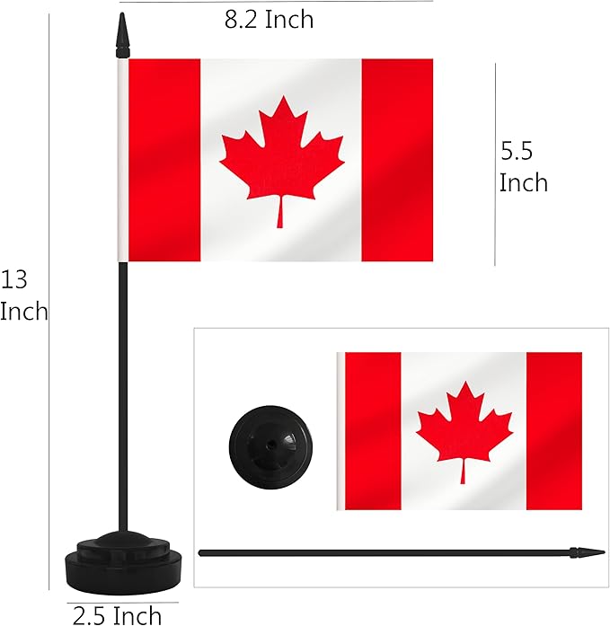 2 Pack Canada Desk Flag Set, Canadian Desktop Small Miniature Table Office Flag - Image 2