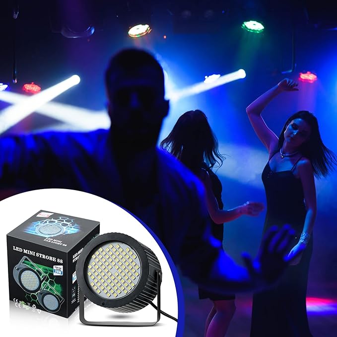 Funtery 2 Pcs Bright White Strobe Light 88 LEDs Flash Party Lighting Speed and - Image 7