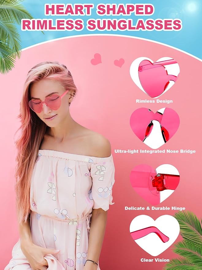 12 Pairs Heart Shaped Sunglasses - Image 3