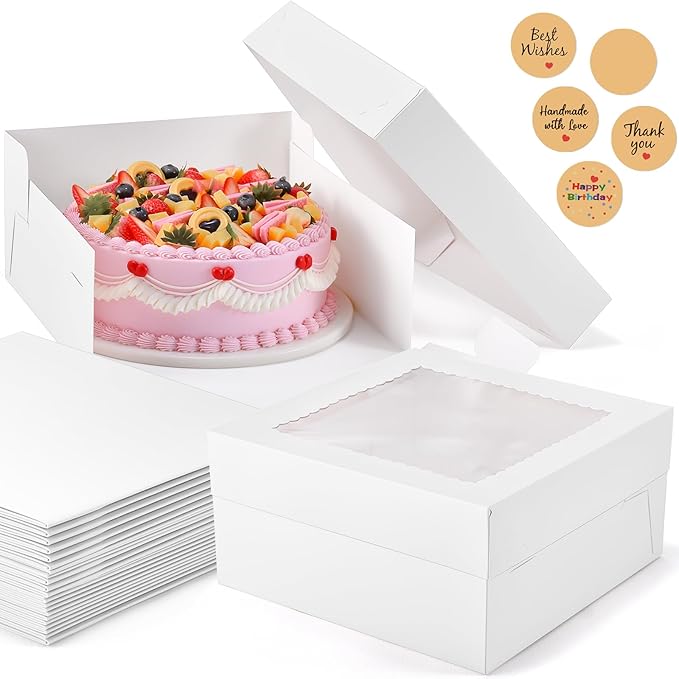 12Pcs Cake Boxes, Large Disposable Cake Carrier Container by DOYIDE