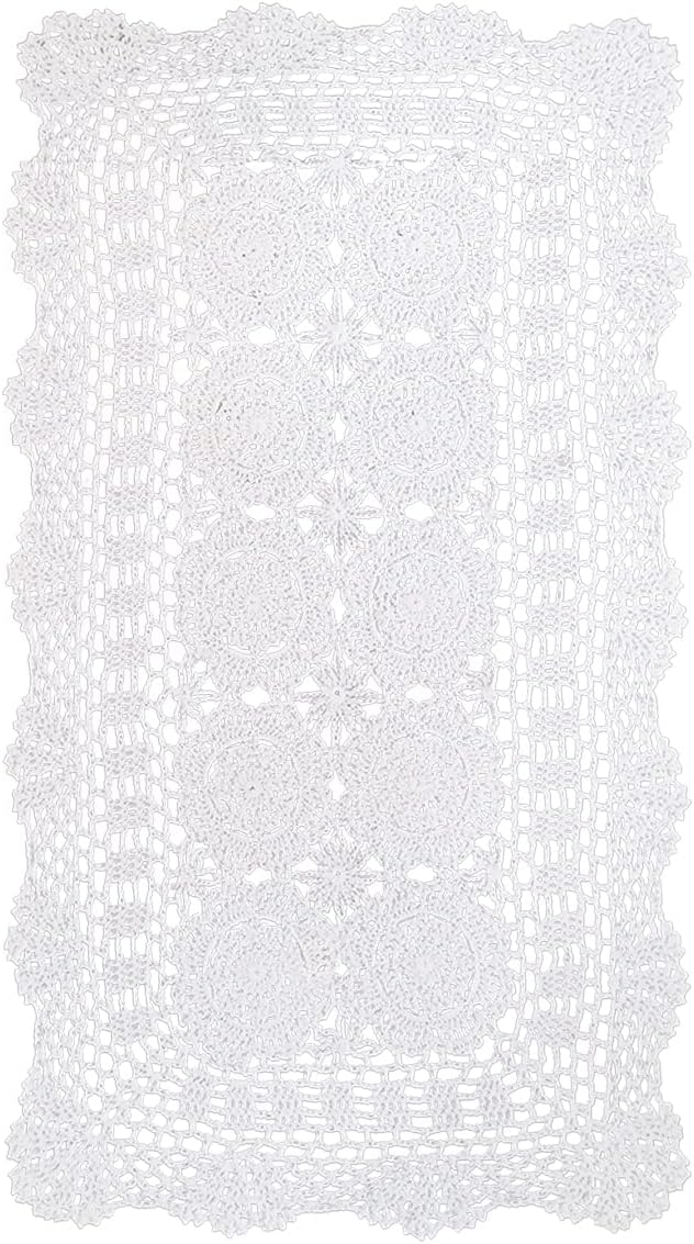 Phantomon Lace Table Runner Rectangular Table Cover Cloth Handmade Crochet by Phantomon