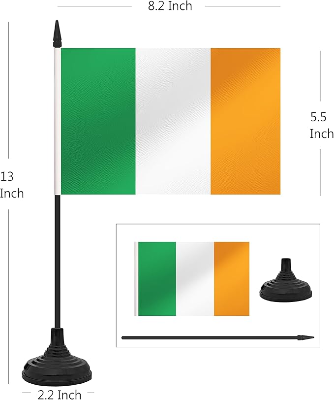 12 Pack Ireland Desk Flag Set, Irish Table Office Flag, Small Miniature Desktop - Image 2