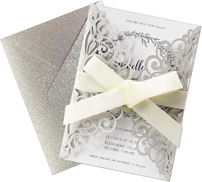 50Pcs Laser Cut Wedding Invitation - Image 3