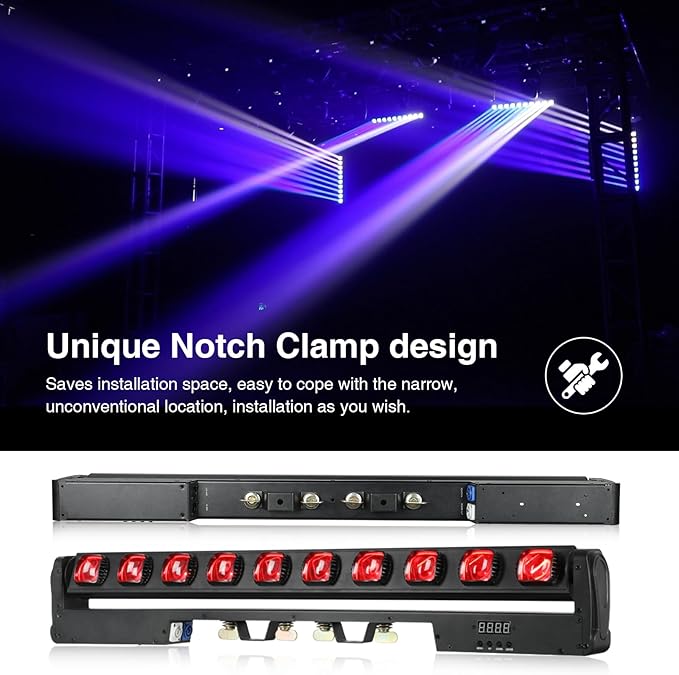 Betopper 10x15w RGBW Moving Beam LED Light Bar, 10 Eye Stage Light Strobe Beam - Image 8