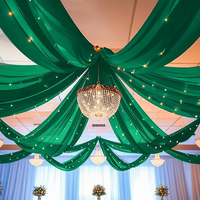 6 Panels Emerald Green Ceiling Drapes by REWOMC