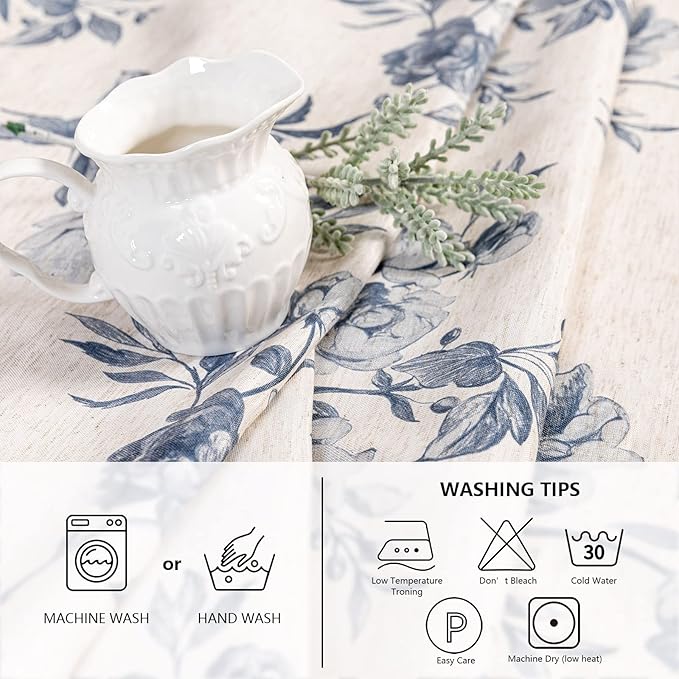 MYSKY HOME Rectangle Tablecloth 60x120 Inches, Linen Farmhouse Tablecloths - Image 4