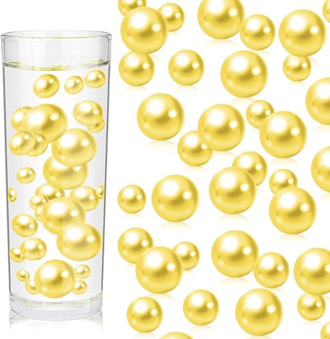 100PCS Yellow Faux Pearls Beads by ZEBMOON