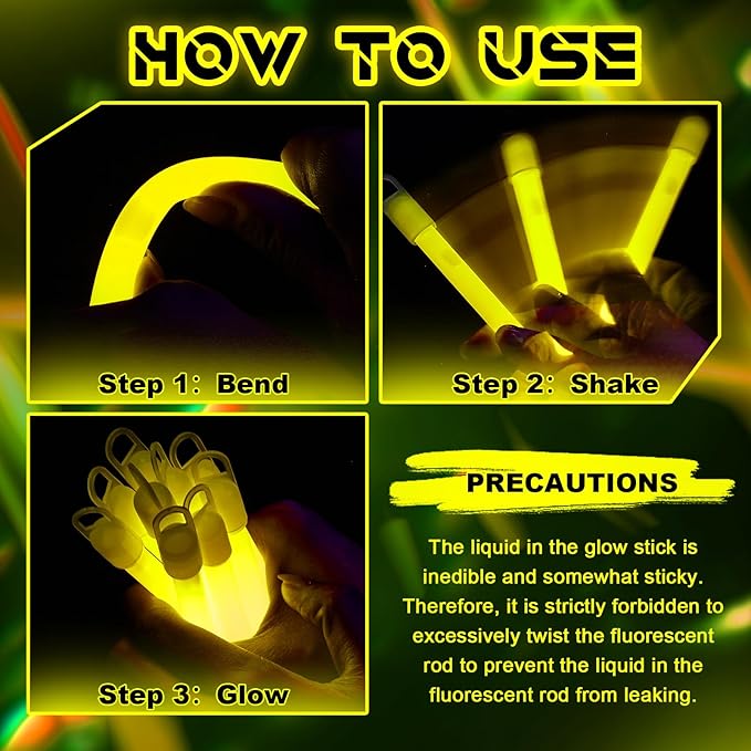Lewtemi 4" or 6" 100 Pack Bright Glow Sticks Bulk, Glow in The Dark Party - Image 3