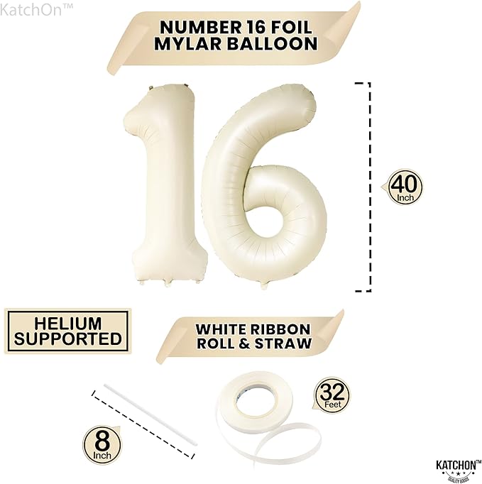 KatchOn, Cream 16 Balloon Numbers - Image 4
