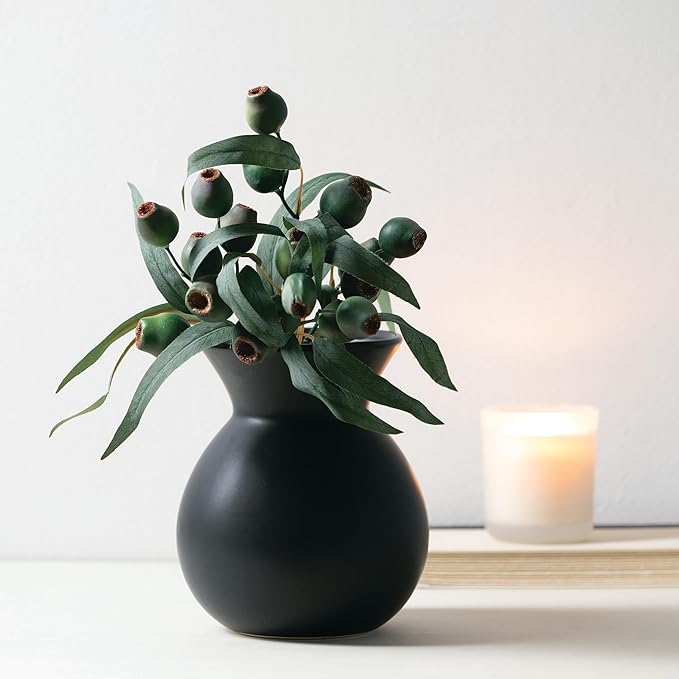 Sullivans Ceramic Black Matte Vase, Modern Home Decor, 8.25 inches, Living Room - Image 2