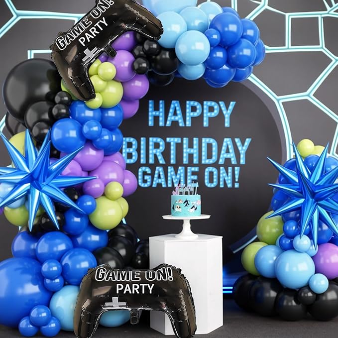 Video Game Balloons, 12 Inch Purple Green Black Video Theme Latex Balloon - Image 5