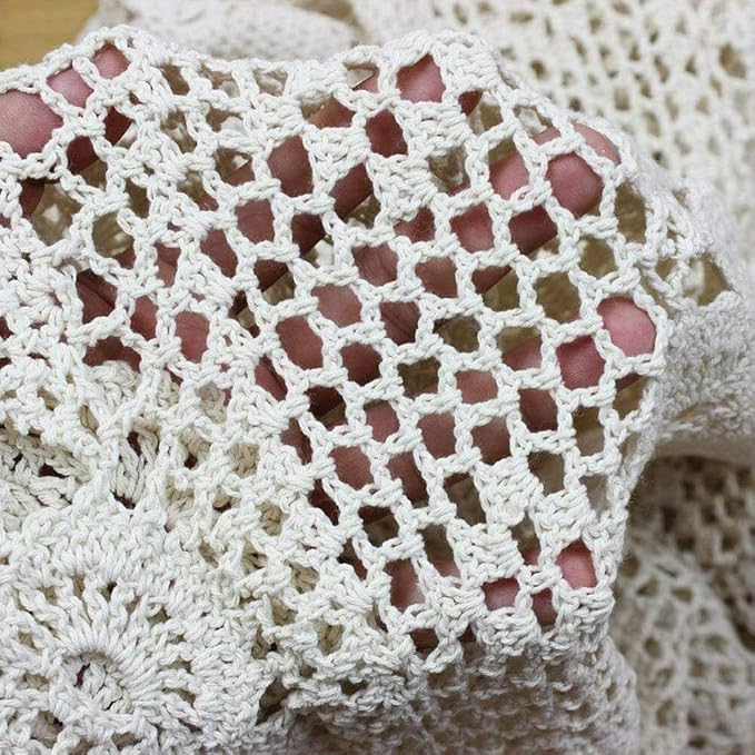 Phantomon Lace Table Runner Rectangular Table Cover Cloth Handmade Crochet - Image 2