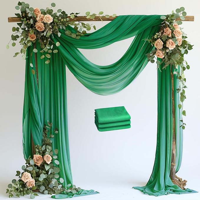Wokceer Emerald Green Wedding Arch Draping Fabric Backdrop 3 Panels 28.7" X by Wokceer