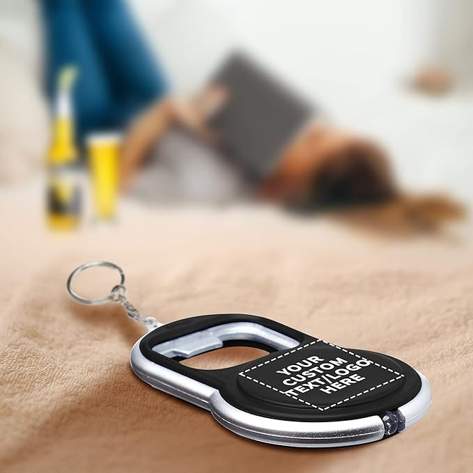 DISCOUNT PROMOS Custom Bottle Opener & LED Keychains Set of 100, Personalized - Image 8