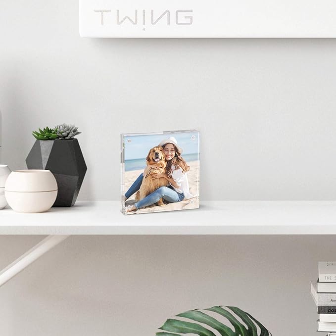 TWING 5 x 7 Inch 5 Pack Acrylic Photo Frame Horizontal Magnet Double Sided - Image 5