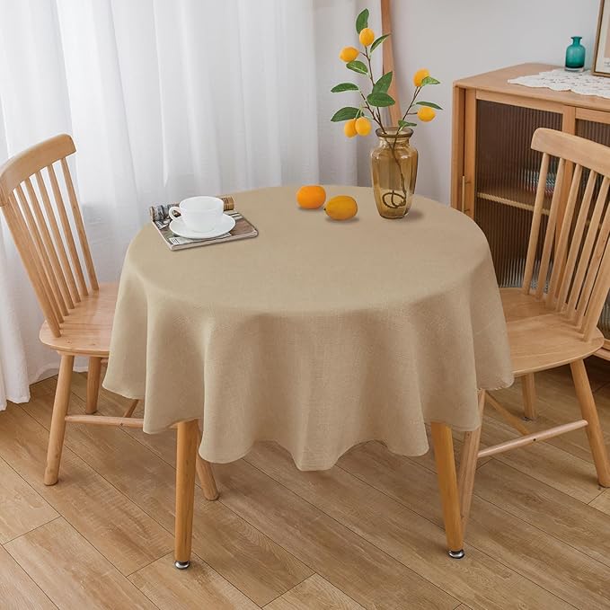NLMUVW Round Linen Table Cloth 48 Inch, Burlap Tablecloth Textured Water - Image 6