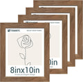 8x10 Picture Frame Set of 4, HD Tempered Glass, Natural Walnut Photo Frame by TENiBYC