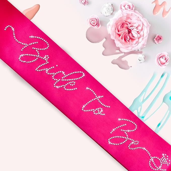 Hot Pink Bride to Be Sash with Glitter Rhinestones, Funny Bride to Be Sash - Image 5