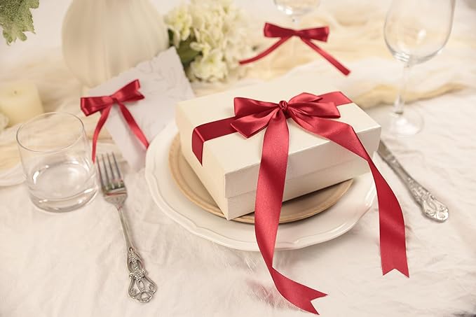Scarlet Red Satin Ribbon 1 inch X Continuous 25 Yards, Single Face Polyester - Image 5