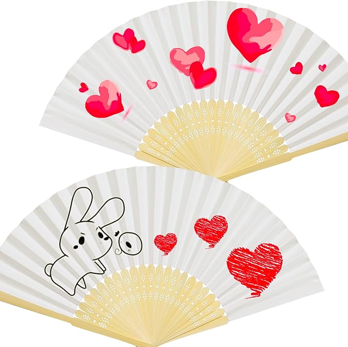 Coucoland 100 Pcs White Bamboo Folding Handheld Fan Hand fan - Image 6