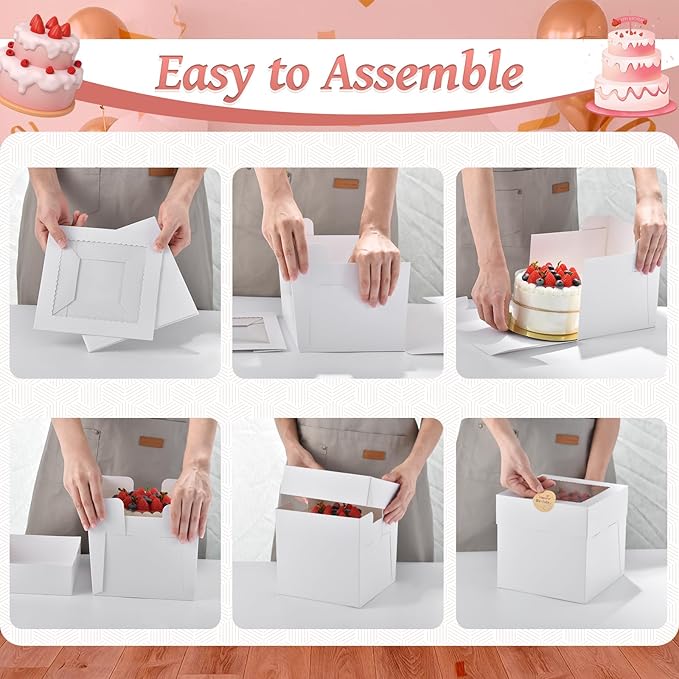 12Pcs 6x6x6 Inches Mini Cake Boxes, Small Cake Containers - Image 4