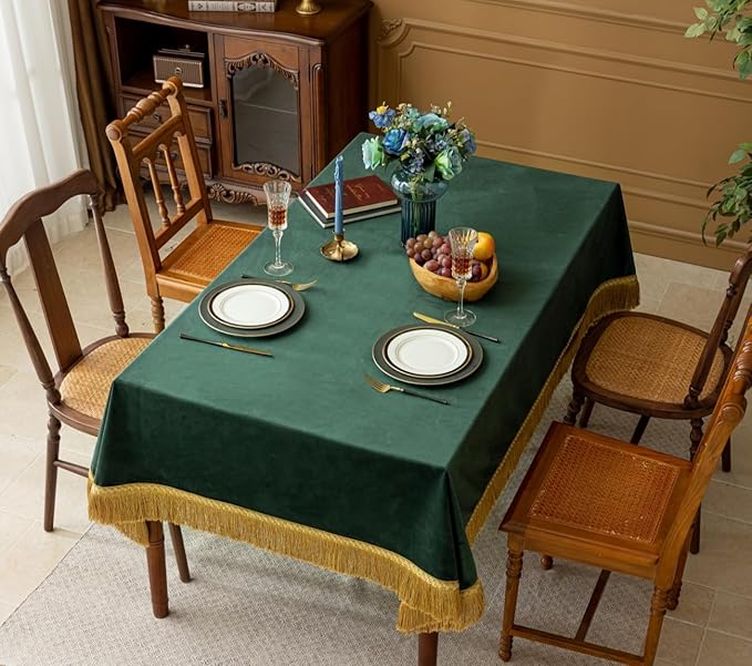 F-CHU Luxury Green Tablecloth Thickset Velvet Tablecloth - Image 2