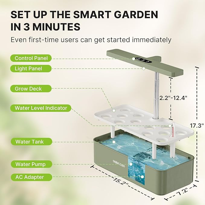 SUNCOZE Hydroponics Growing System Kit 12 Pods, 24W LED Grow Light Indoor Garden - Image 7