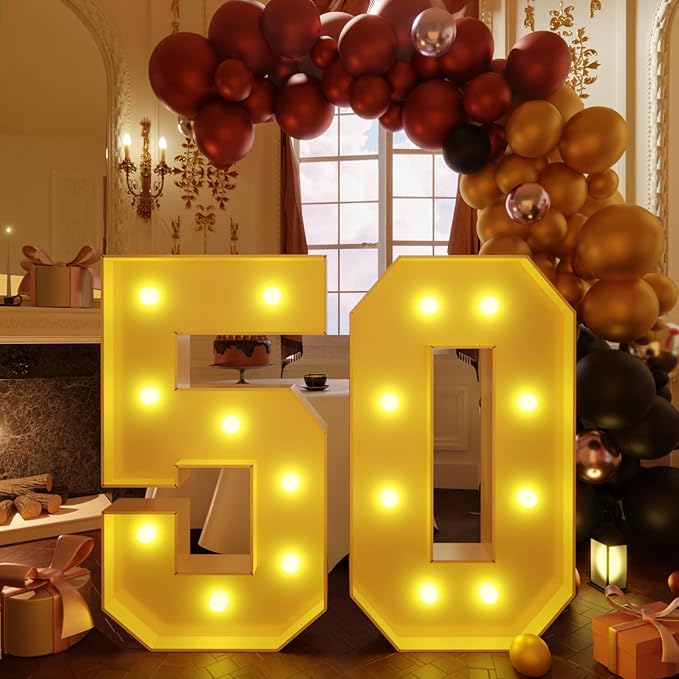 imprsv 3FT Block Marquee Numbers, Marquee Light Up Numbers 50th Birthday by Letsmakeitimpressive
